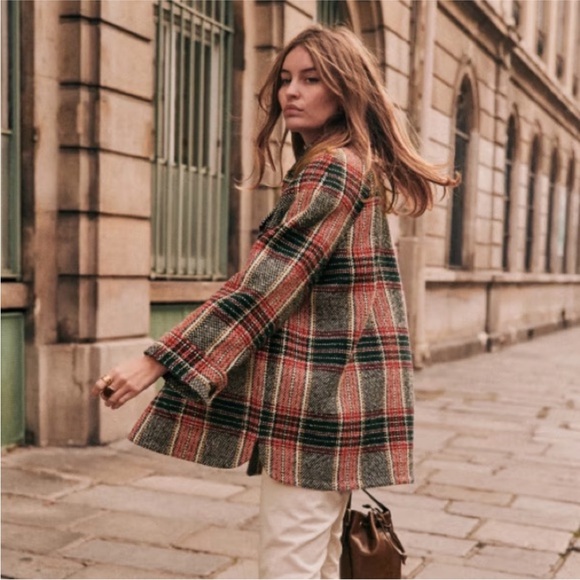 Sezane Jackets & Blazers - Sezane Izaac Plaid Mid Length Coat Sz 4 NWT